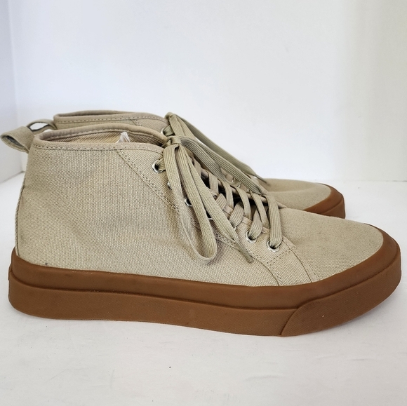 Mutual Weave Men's Canvas Khaki Feelon Memory Foam Lace-up Sneakers, Sz 10.5 - Picture 7 of 16